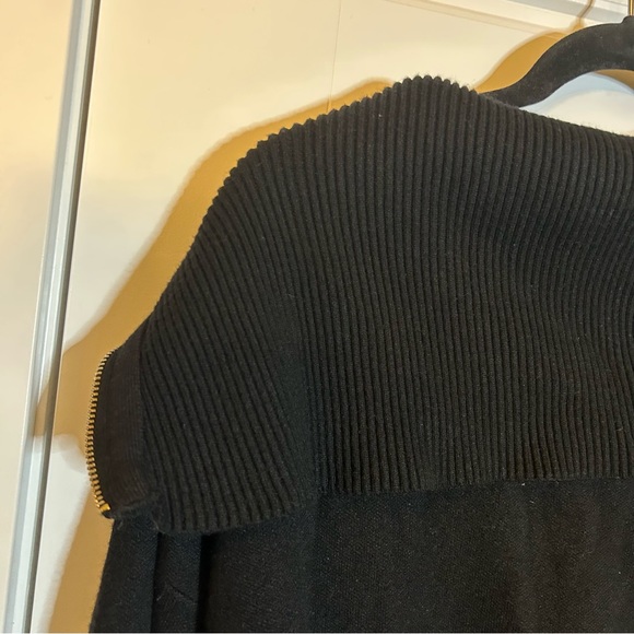 ZARA KNIT FUNNEL NECK 1/4 ZIP SWEATER WITH BALLOON SLEEVES IN BLACK SIZE MEDIUM - Picture 9 of 14